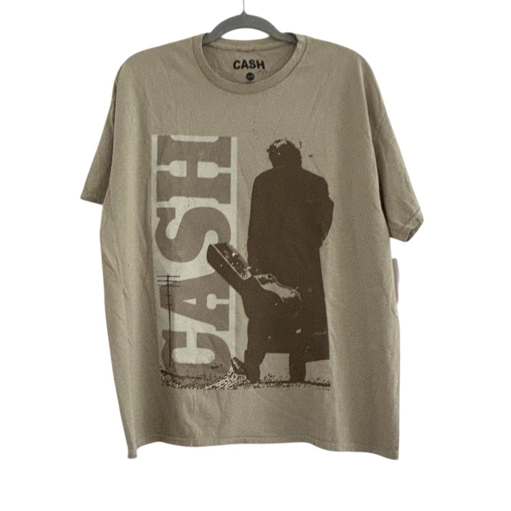 Johnny Cash Walk the Line Beige Graphic Band Tee - Unisex Small/Medium